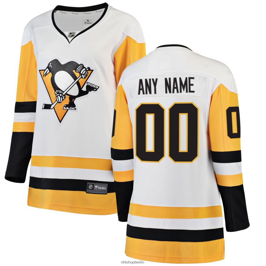 Frauen NHL Weißes, individuelles Auswärtstrikot der Pittsburgh Penguins mit Fanatics-Logo Kleidung BF680T1987