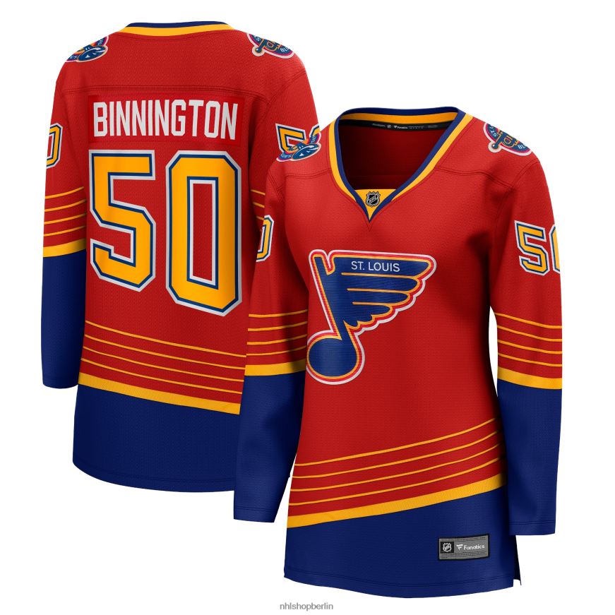 Frauen NHL st. Louis Blues Jordan Binnington Fanatics Branded Red 2020/21 Special Edition Breakaway-Spielertrikot Kleidung BF680T1020