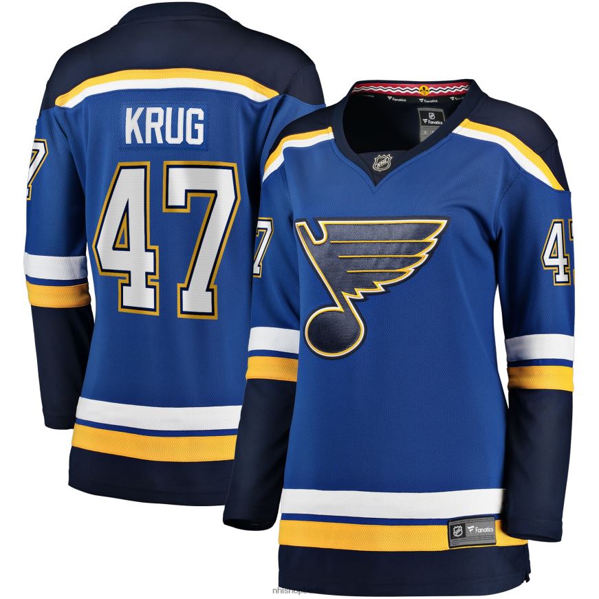 Frauen NHL st. Louis Blues Torey Krug Fanatics-gebrandetes blaues Home-Premier-Breakaway-Spielertrikot Kleidung BF680T1833