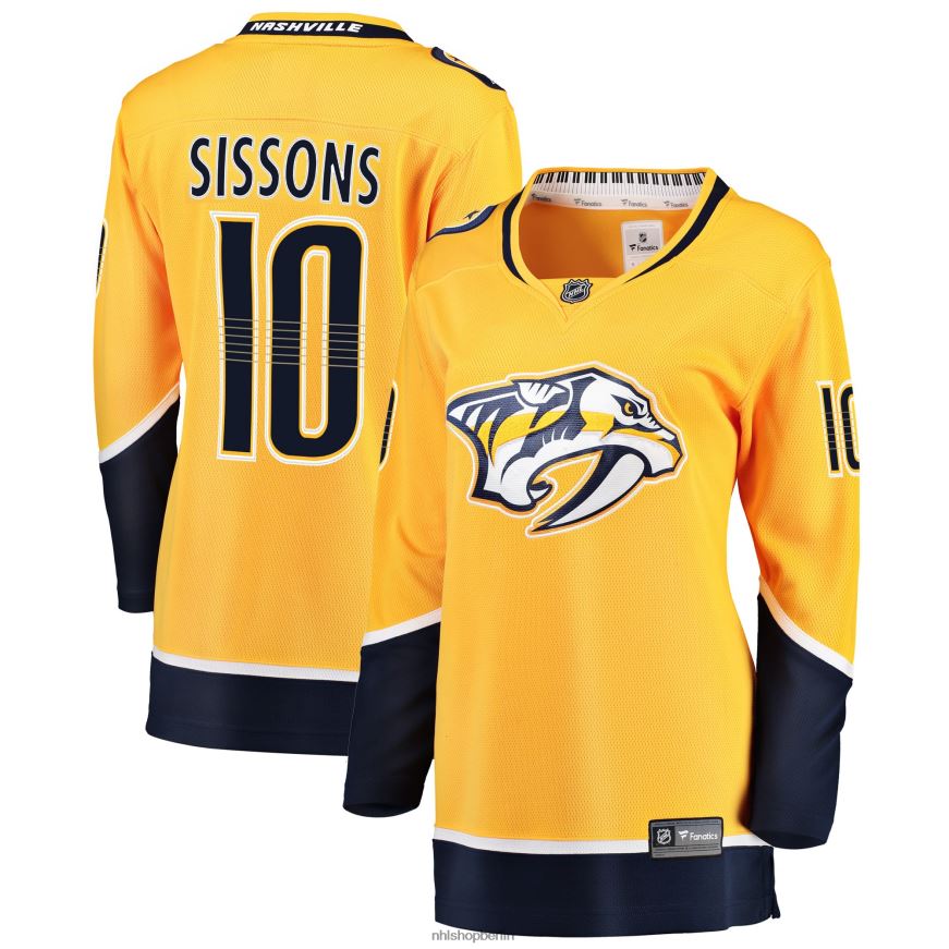 Frauen NHL Goldfarbenes Breakaway-Spielertrikot der Nashville Predators, Colton Sissons Fanatics Kleidung BF680T1641