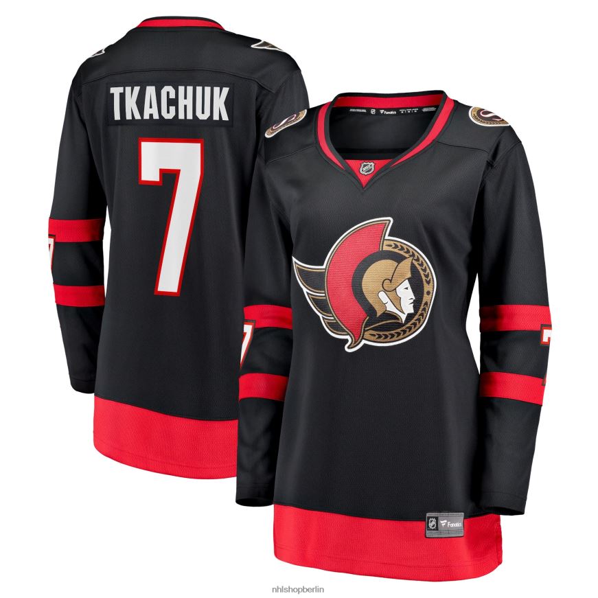 Frauen NHL Brady Tkachuk, Fanatics-Heimtrikot der Ottawa Senators, Premier Breakaway-Spieler, schwarz 2020/21 Kleidung BF680T1599