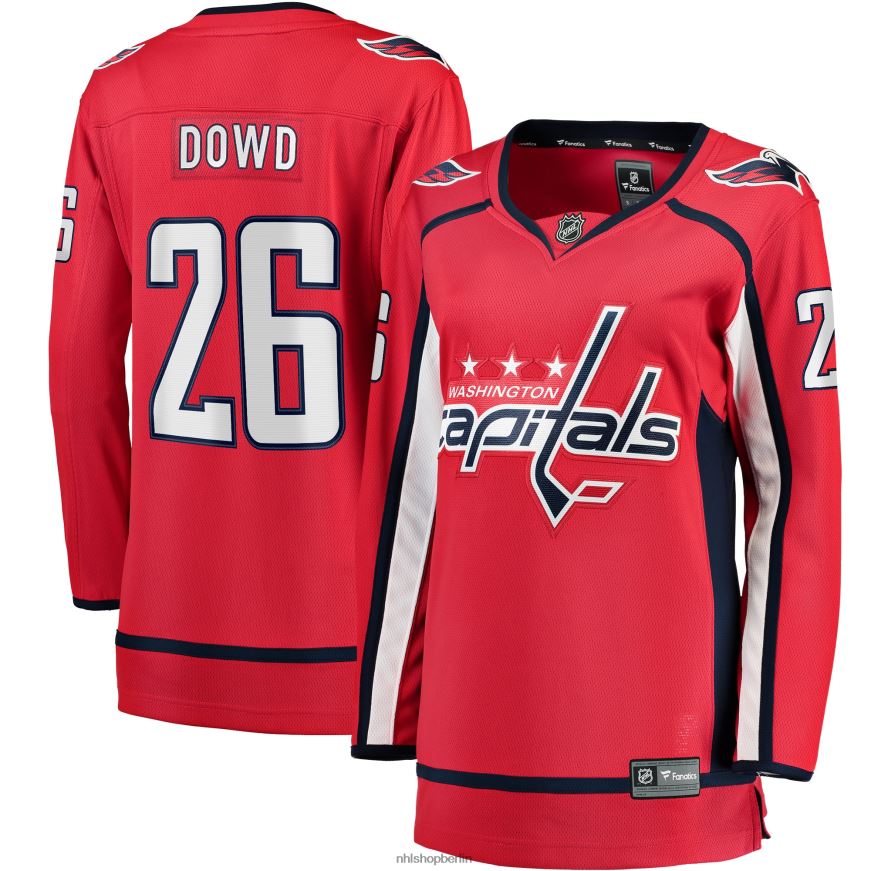 Frauen NHL Rotes Heim-Ausreißertrikot der Washington Capitals mit Nic-Dowd-Fanatiker-Logo Kleidung BF680T2200
