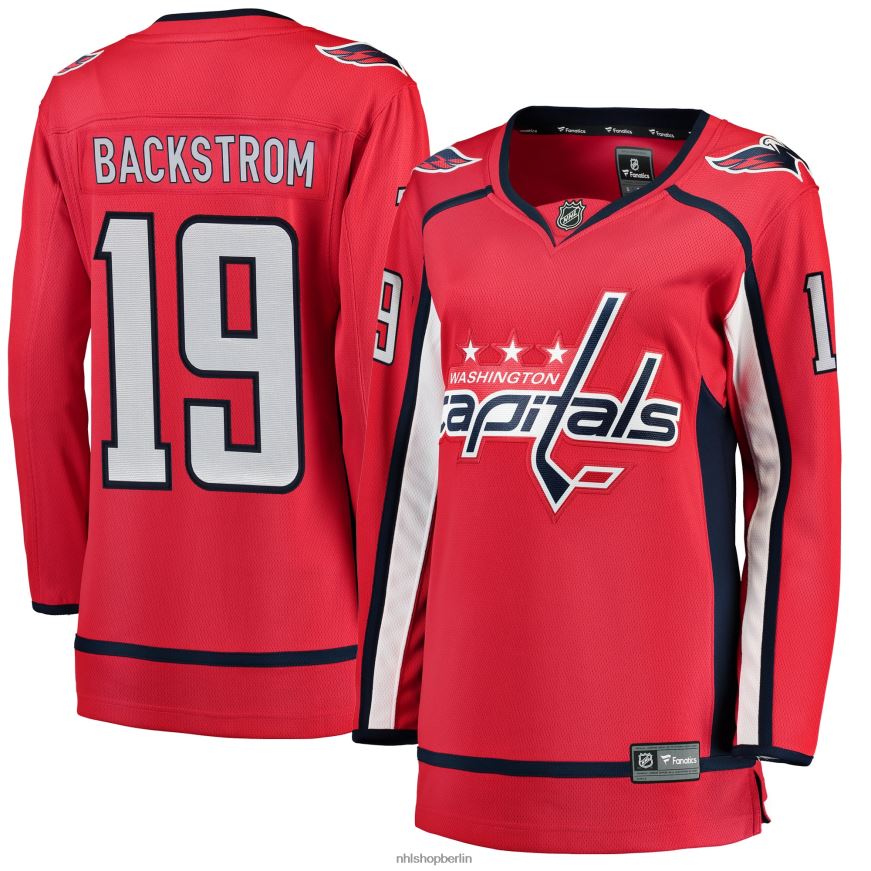 Frauen NHL Rotes Heim-Ausreißertrikot der Washington Capitals mit Nicklas-Backstrom-Fanatiker-Logo Kleidung BF680T850