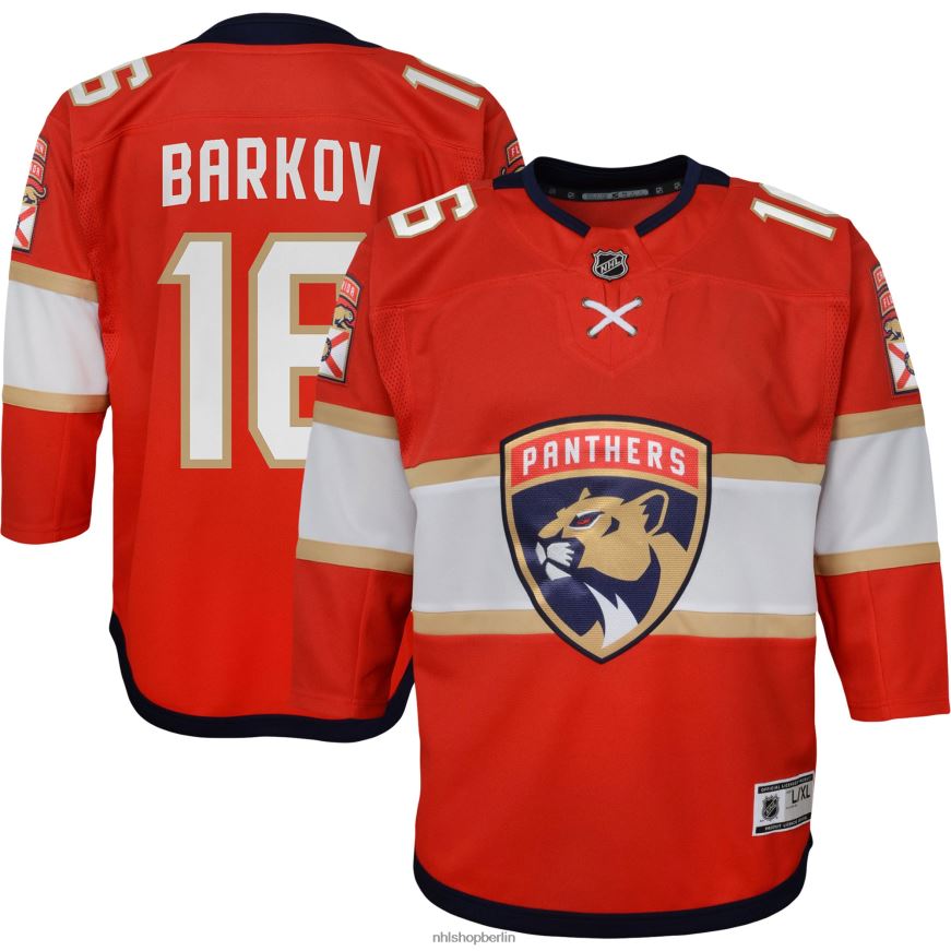 Jugend NHL Florida Panthers Aleksander Barkov, rotes Replika-Spielertrikot des Heimkapitäns Kleidung BF680T820