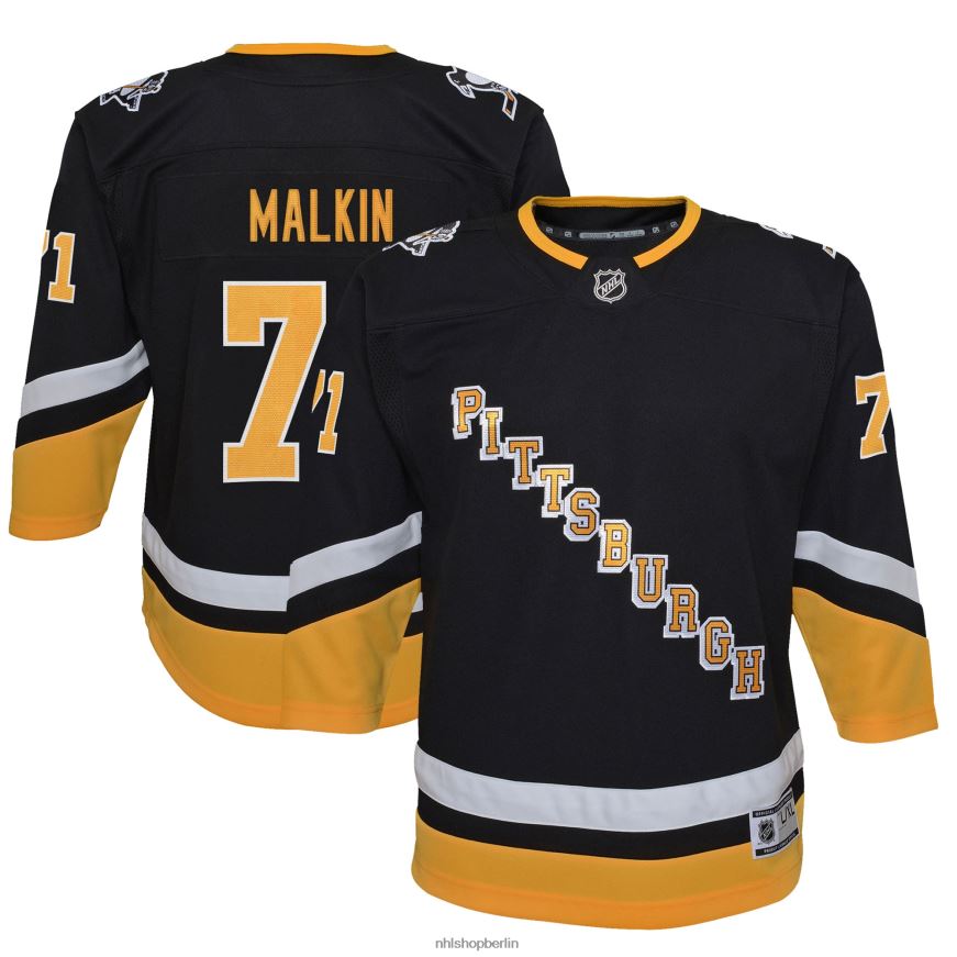 Jugend NHL Pittsburgh Penguins Evgeni Malkin Schwarzes Ersatz-Premier-Spieler-Trikot 2021/22 Kleidung BF680T1406