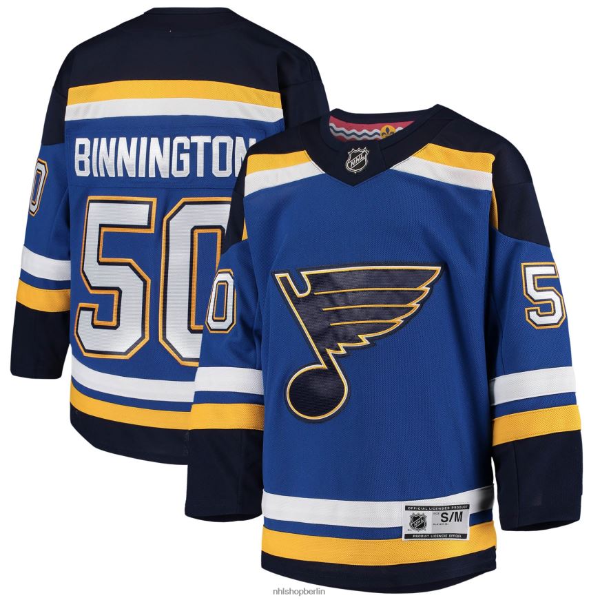 Jugend NHL st. Louis Blues Jordan Binnington Blue Heim-Premier-Spieler-Trikot Kleidung BF680T1420