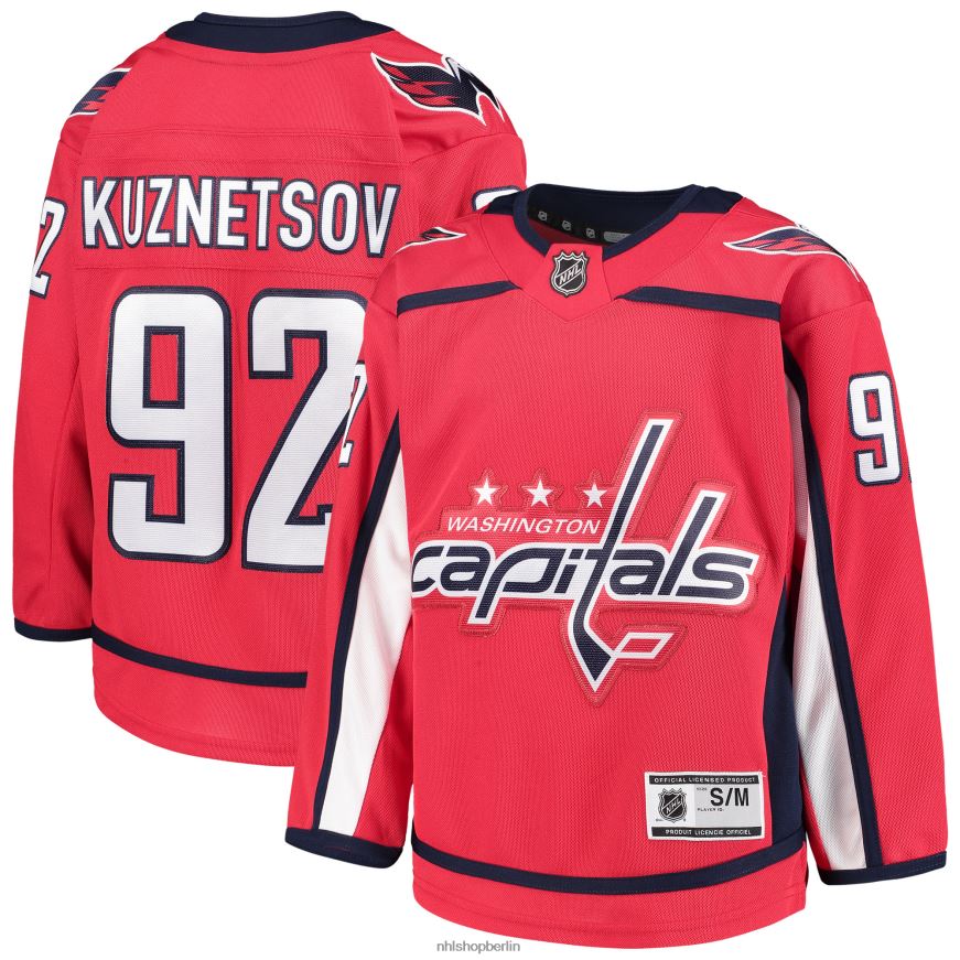 Jugend NHL Rotes Premier-Spieler-Heimtrikot von Washington Capitals, Evgeny Kuznetsov Kleidung BF680T1623