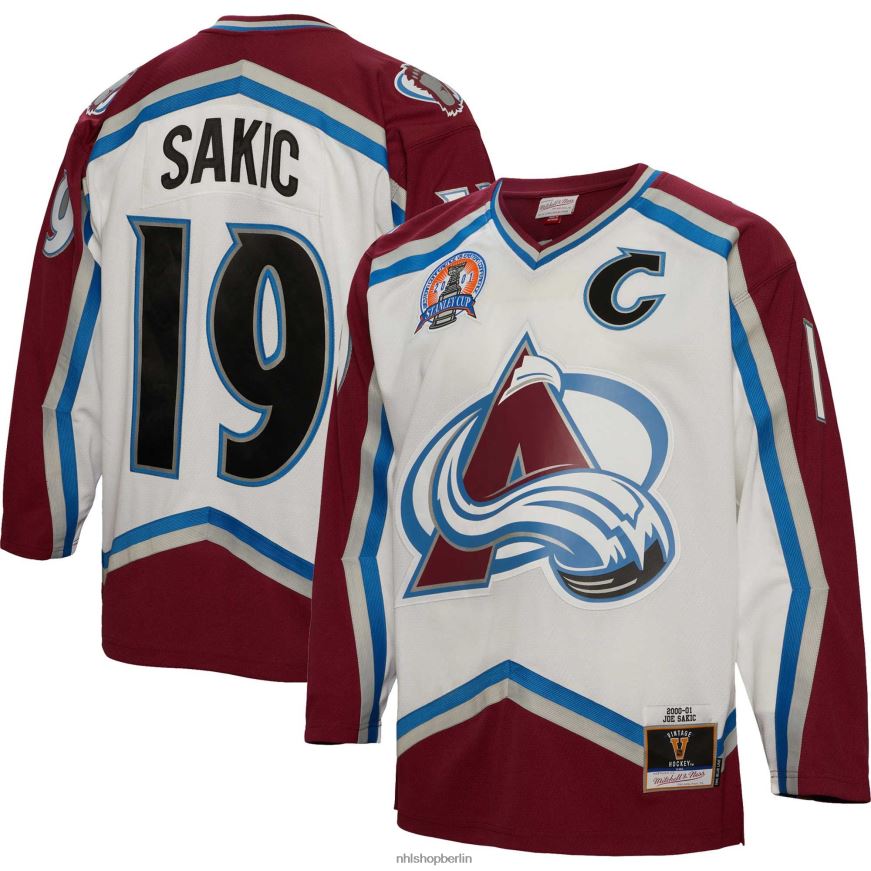 Männer NHL Colorado Avalanche Joe Sakic Mitchell & Ness weißes 2000 Blue Line Spielertrikot Kleidung BF680T109