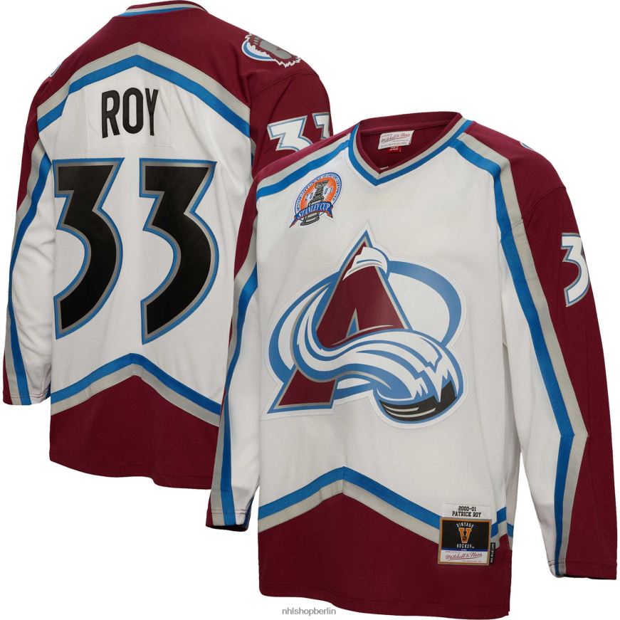 Männer NHL Colorado Avalanche Patrick Roy Mitchell & Ness weißes 2000 Blue Line Spielertrikot Kleidung BF680T186