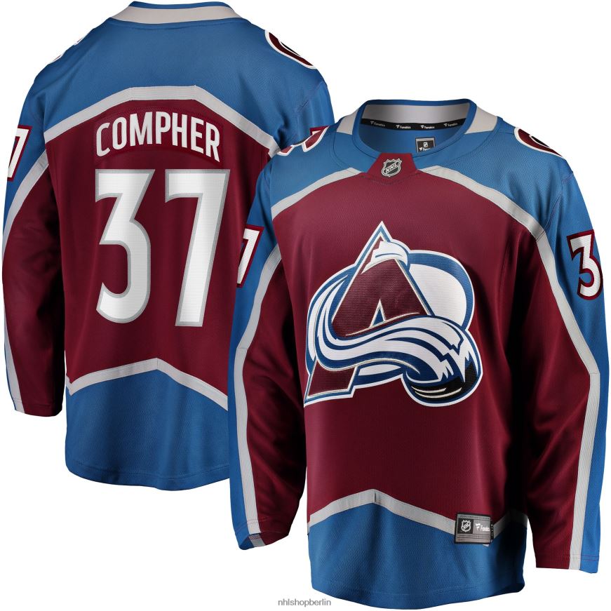Männer NHL Colorado Lawine j.t. Burgunderrotes Breakaway-Heimtrikot mit Compher-Fanatiker-Logo Kleidung BF680T1321