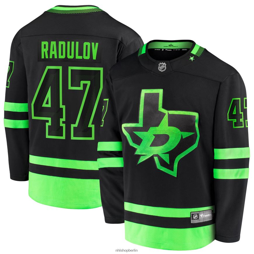 Männer NHL Dallas Stars Alexander Radulov Fanatics gebrandetes schwarzes 2020/21 alternatives Premier Breakaway-Spielertrikot Kleidung BF680T1447