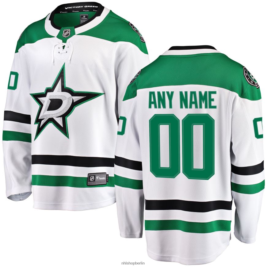 Männer NHL Weißes, individuelles Auswärtstrikot mit Fanatics-Logo der Dallas Stars Kleidung BF680T137