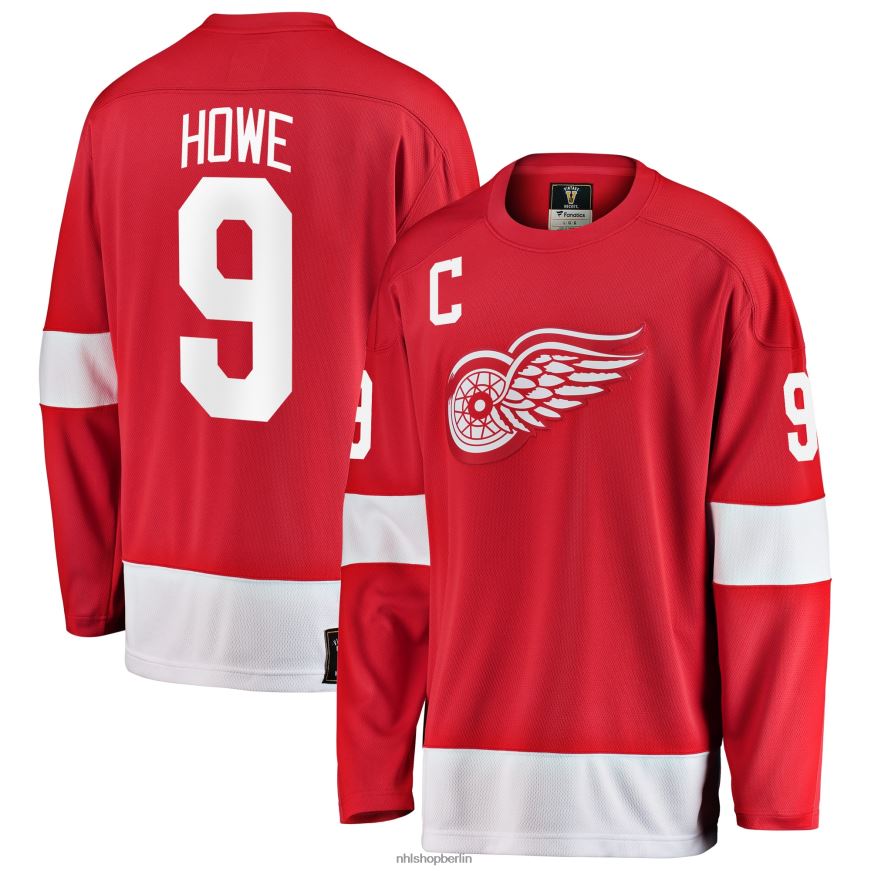 Männer NHL Detroit Red Wings Gordie Howe Fanatics gebrandetes rotes Premier Breakaway-Spielertrikot im Ruhestand Kleidung BF680T67