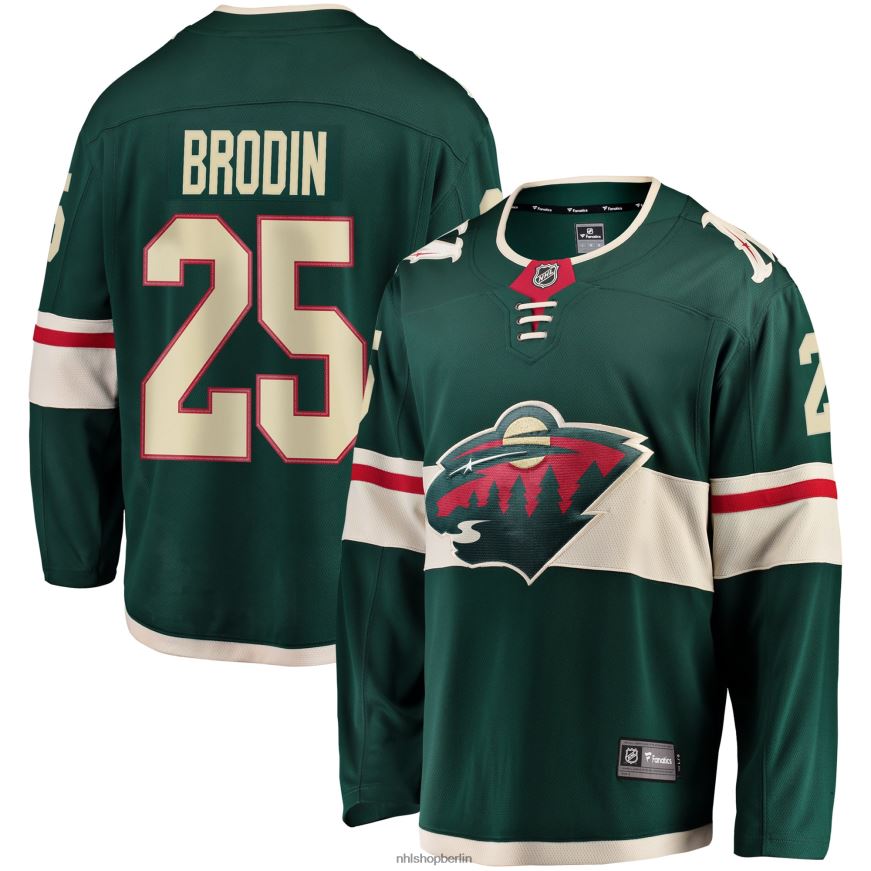 Männer NHL Grünes Breakaway-Trikot mit der Marke „Minnesota Wild Jonas Brodin Fanatics“. Kleidung BF680T574