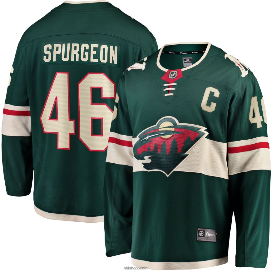 Männer NHL Minnesota Wild Jared Spurgeon grünes Home-Breakaway-Spielertrikot Kleidung BF680T2256
