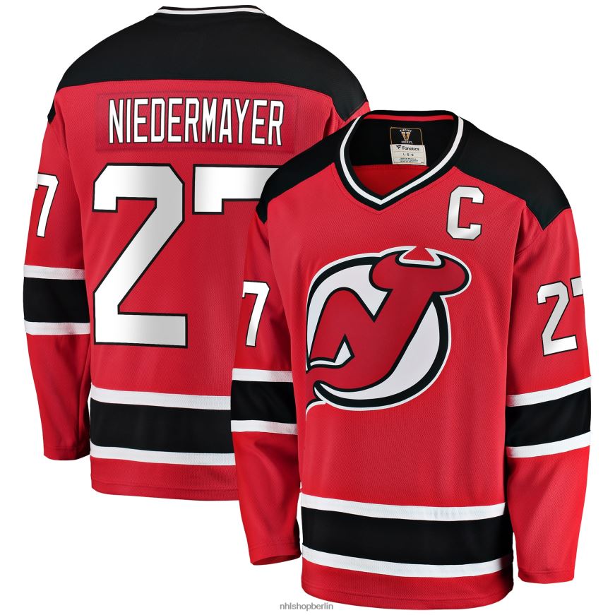 Männer NHL New Jersey Devils Scott Niedermayer Fanatics gebrandetes rotes Premier Breakaway-Spielertrikot im Ruhestand Kleidung BF680T326