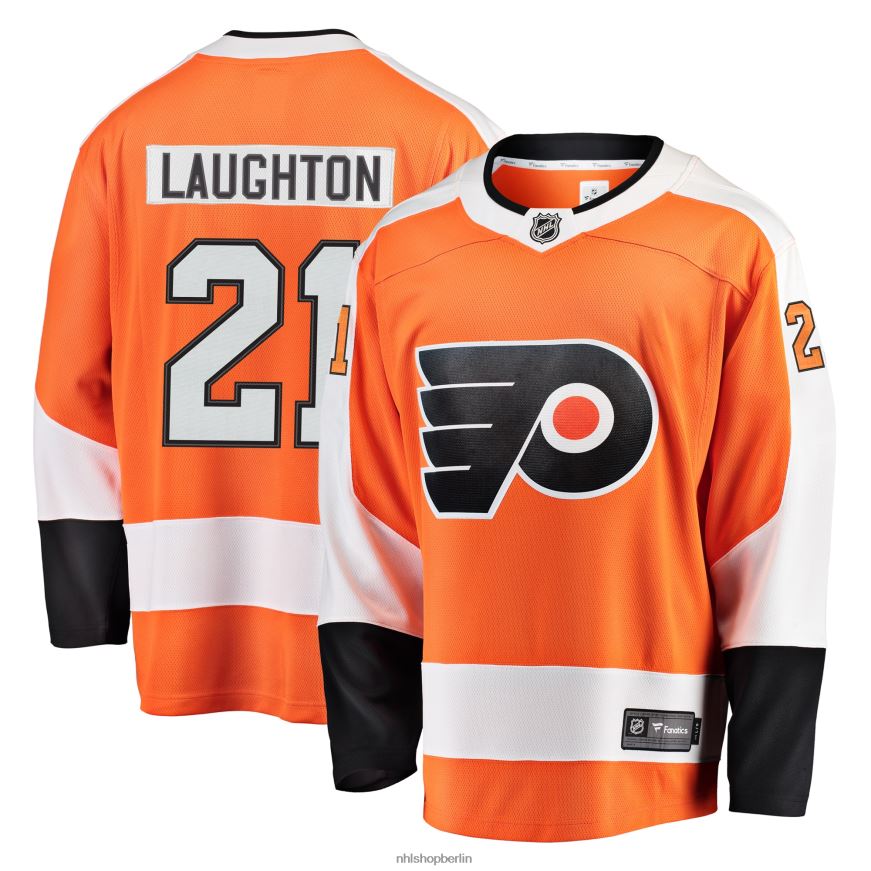 Männer NHL Orangefarbenes Breakaway-Trikot mit Philadelphia Flyers Scott Laughton Fanatics-Logo Kleidung BF680T2387