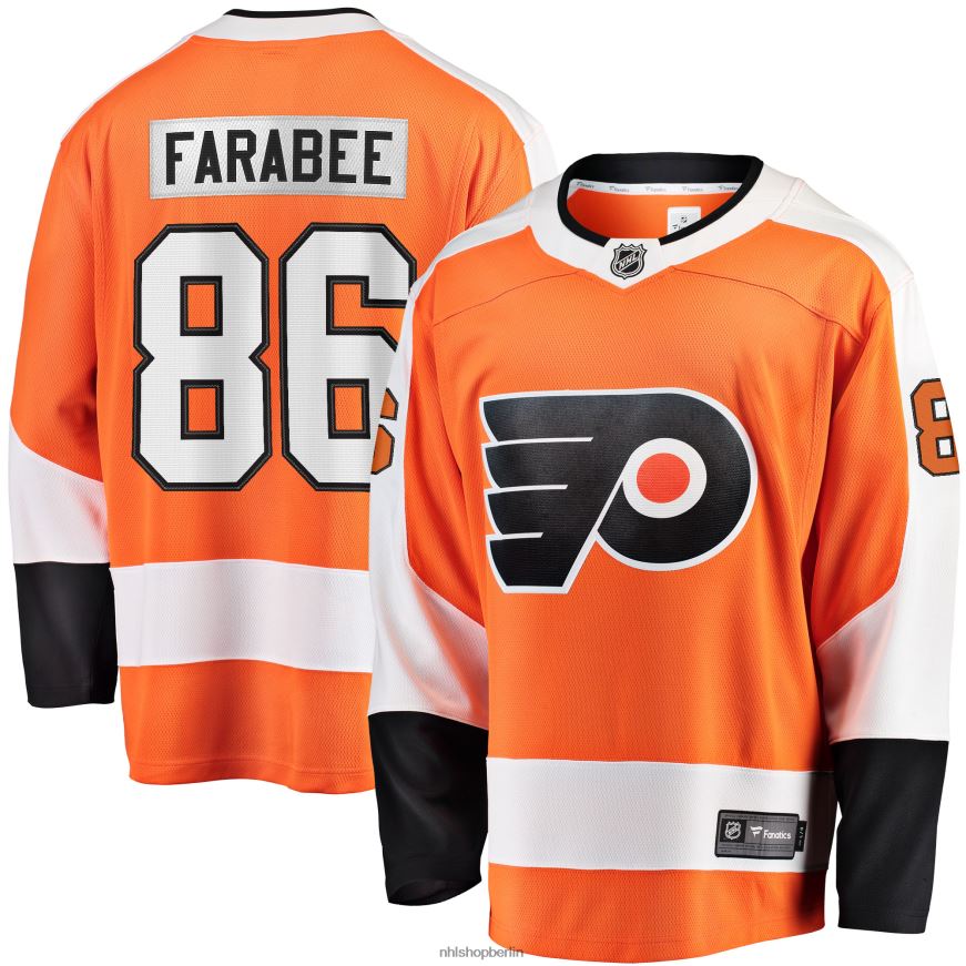 Männer NHL Orangefarbenes Trikot der Philadelphia Flyers mit Fanatics-Logo für die Heimmannschaft der Breakaway-Spieler von Joel Farabee Kleidung BF680T1138