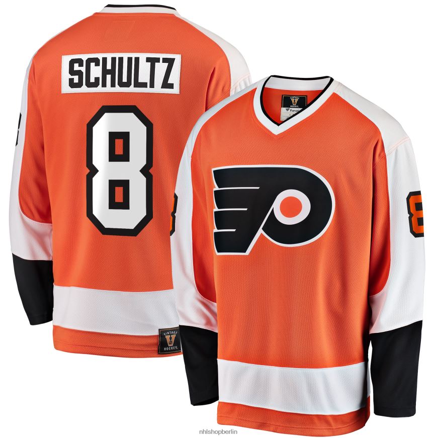 Männer NHL Philadelphia Flyers Dave Schultz Fanatics gebrandetes orangefarbenes Premier Breakaway-Spielertrikot im Ruhestand Kleidung BF680T1199