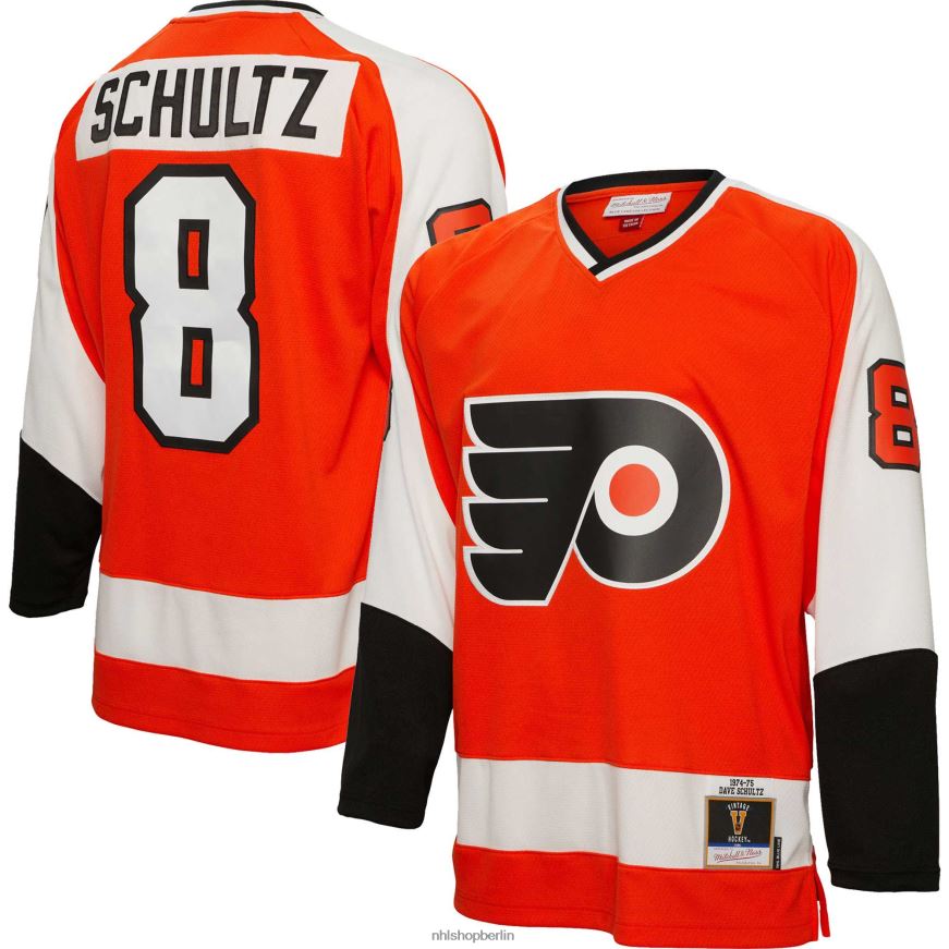 Männer NHL Philadelphia Flyers Dave Schultz Mitchell & Ness Orange 1974 Blue Line Spielertrikot Kleidung BF680T975