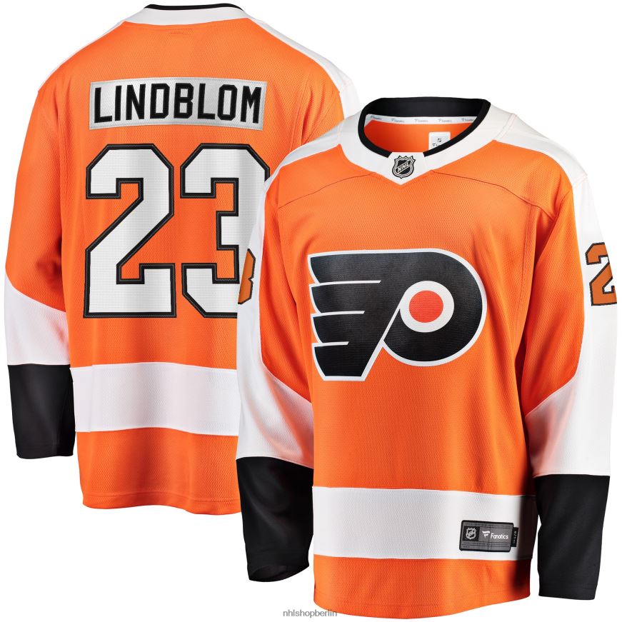 Männer NHL Philadelphia Flyers Oskar Lindblom Fanatics gebrandetes orangefarbenes Breakaway-Spielertrikot in Teamfarbe Kleidung BF680T1844