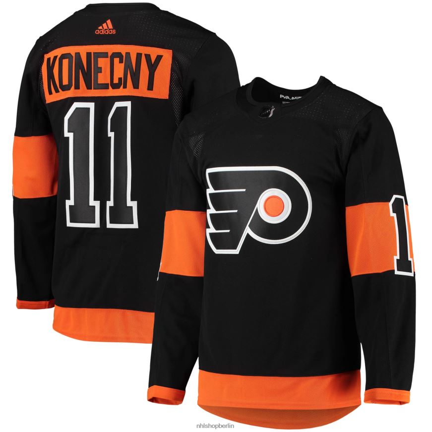 Männer NHL Philadelphia Flyers Travis Konecny ​​adidas Black Alternative Primegreen Authentic Pro Player Jersey Kleidung BF680T547