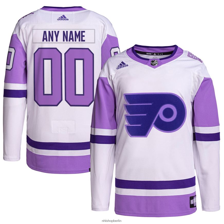 Männer NHL Philadelphia Flyers adidas weiß/lila Hockey bekämpft Krebs Primegreen authentisches individuelles Trikot Kleidung BF680T1958