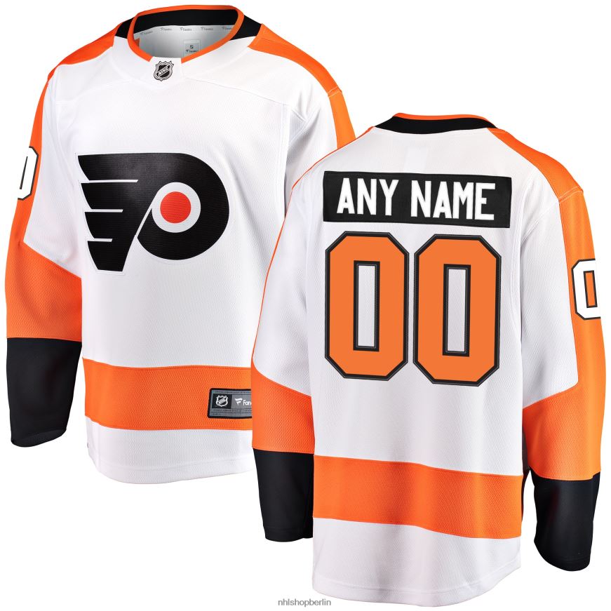 Männer NHL Weißes, individuelles Auswärtstrikot mit Fanatics-Logo der Philadelphia Flyers Kleidung BF680T959