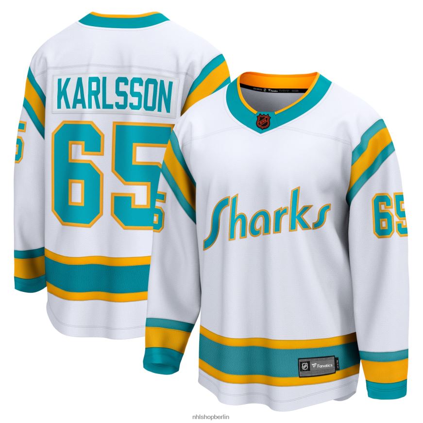 Männer NHL Weißes Special Edition 2.0 Breakaway-Spielertrikot der San Jose Sharks mit Fanatics-Logo von Erik Karlsson Kleidung BF680T401