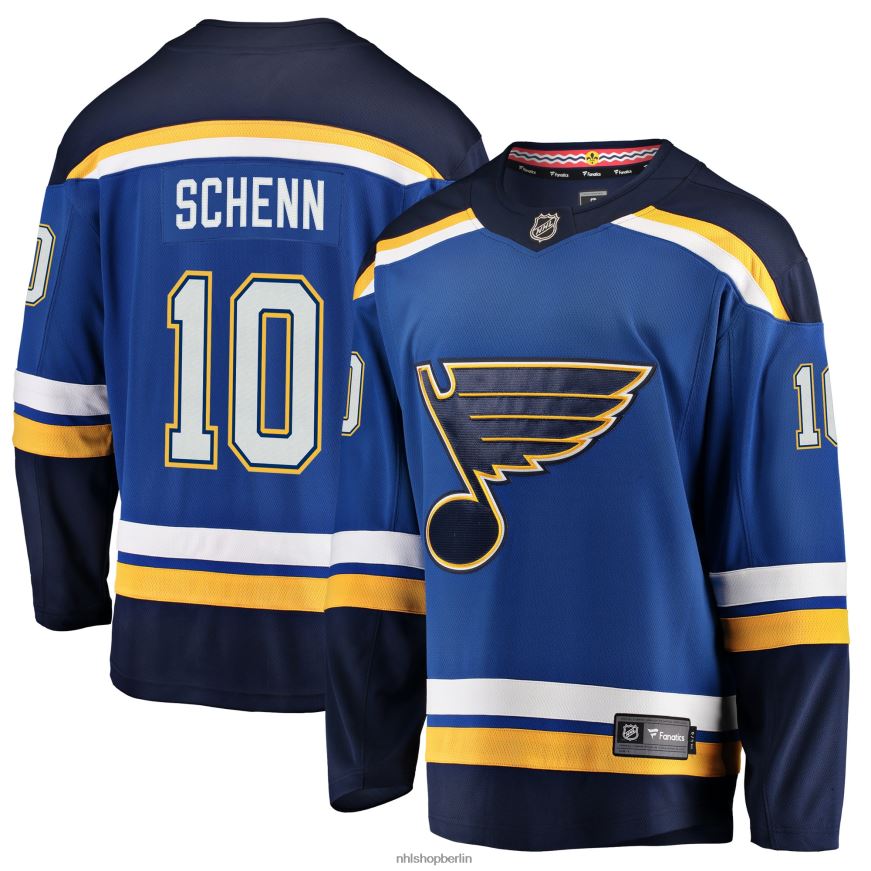 Männer NHL st. Blaues Breakaway-Spielertrikot mit Fanatics-Logo der Louis Blues, Brayden Schenn Kleidung BF680T1019
