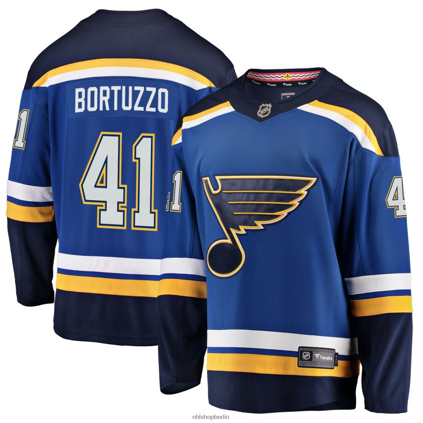 Männer NHL st. Blaues Breakaway-Spielertrikot mit Louis Blues Robert Bortuzzo Fanatics-Logo Kleidung BF680T1565