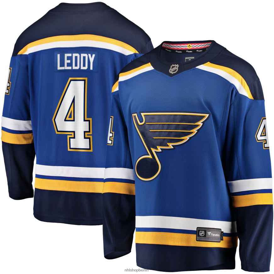 Männer NHL st. Blaues Heim-Ausreißertrikot mit Fanatics-Logo der Louis Blues, Nick Leddy Kleidung BF680T1664