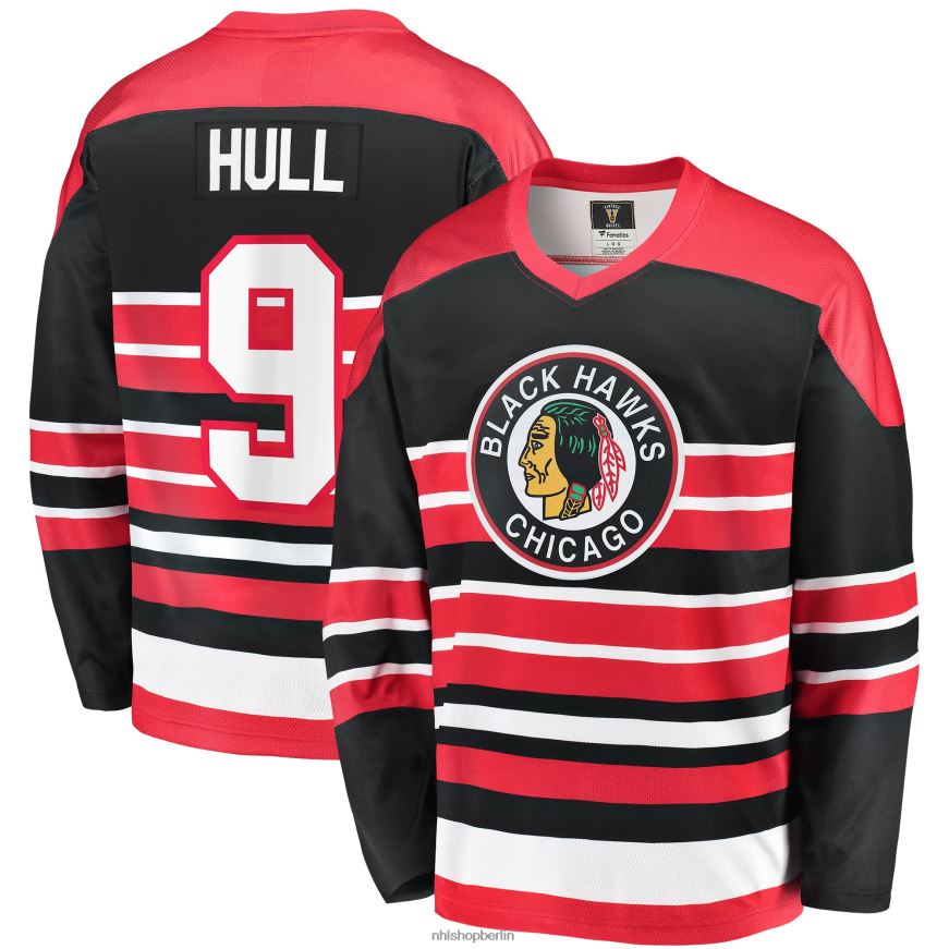 Männer NHL Chicago Blackhawks Bobby Hull Fanatics gebrandetes rotes Premier Breakaway-Spielertrikot im Ruhestand Kleidung BF680T1041