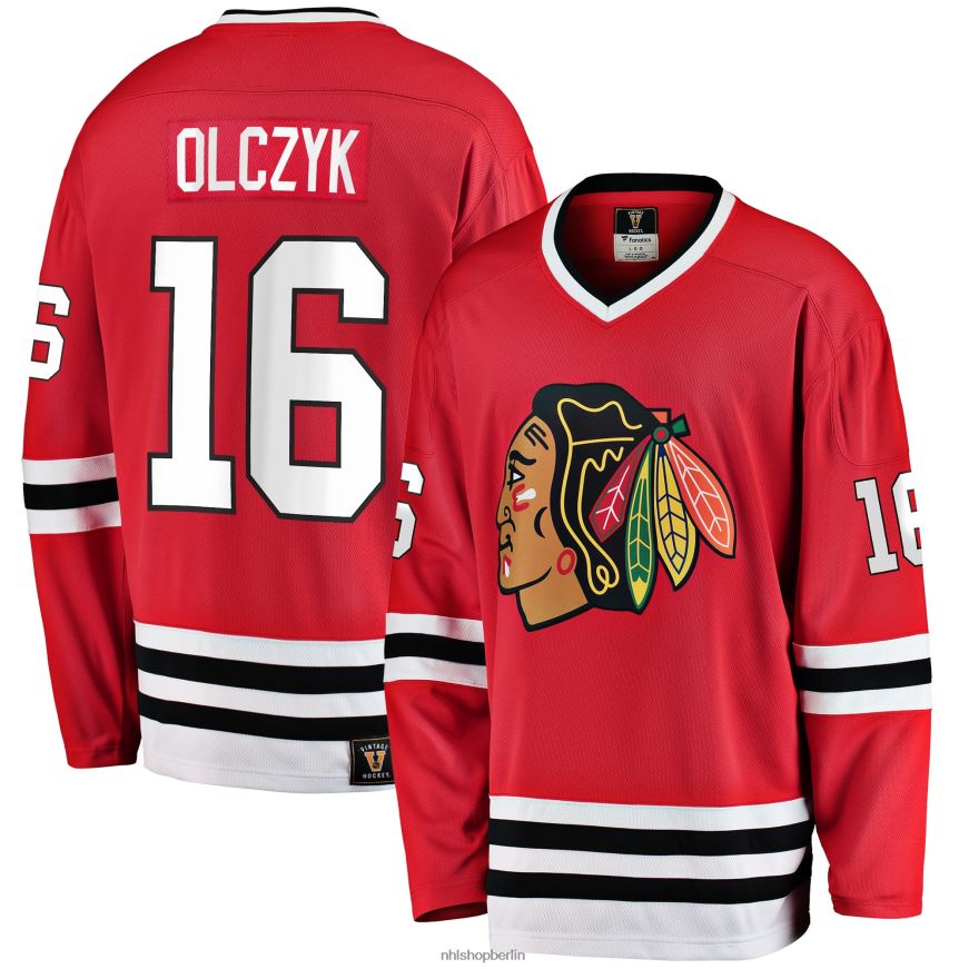 Männer NHL Chicago Blackhawks Eddie Olczyk Fanatics gebrandetes rotes Premier Breakaway-Spielertrikot im Ruhestand Kleidung BF680T1213