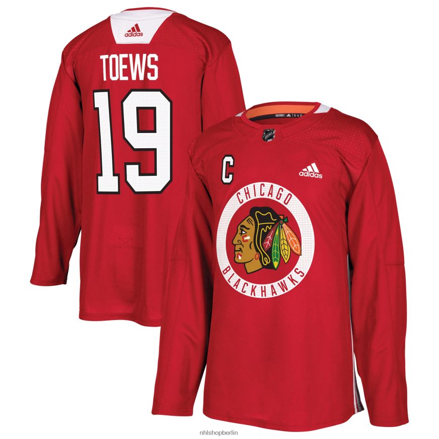 Männer NHL Chicago Blackhawks Jonathan Toews adidas rotes Übungsspielertrikot Kleidung BF680T897