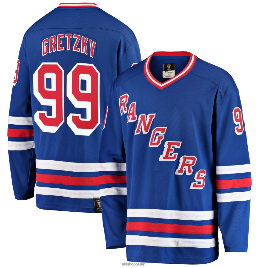 Männer NHL New York Rangers Wayne Gretzky Fanatics gebrandetes blaues Premier Breakaway-Spielertrikot im Ruhestand Kleidung BF680T55