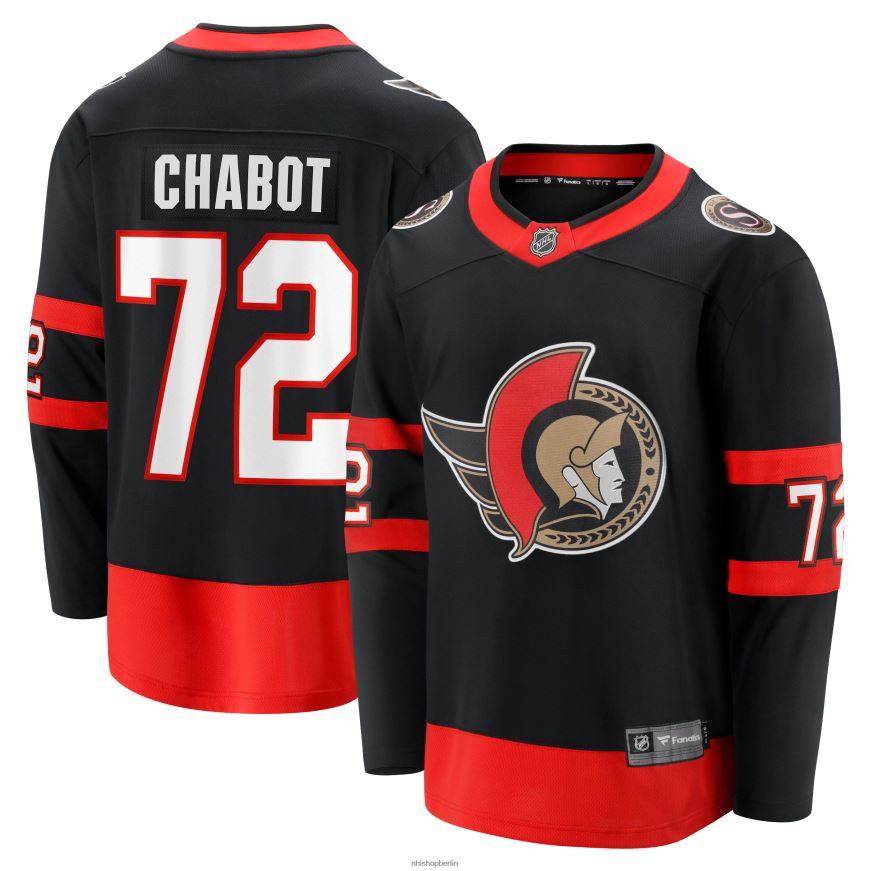 Männer NHL Das schwarze Home-Breakaway-Trikot der Ottawa Senators mit Fanatics-Logo von Thomas Chabot Kleidung BF680T1749