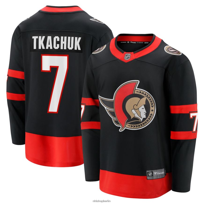 Männer NHL Ottawa Senators Brady Tkachuk Fanatics gebrandetes schwarzes 2020/21 Home Premier Breakaway-Spielertrikot Kleidung BF680T1380