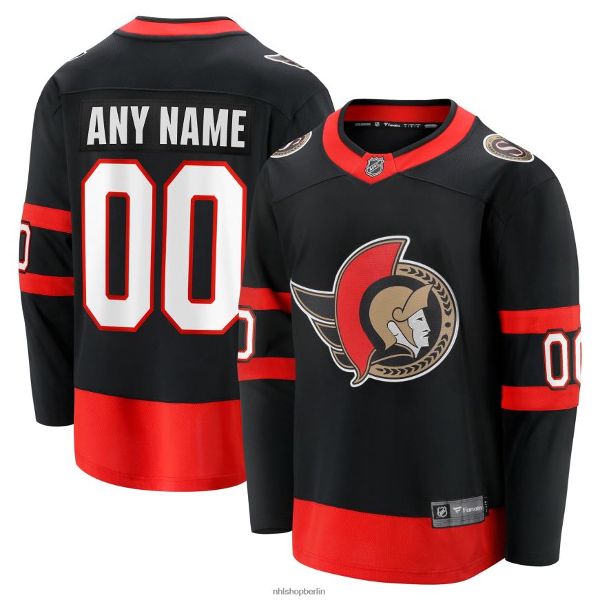 Männer NHL Schwarzes 2020/21 Heim-Trikot der Ottawa Senators Fanatics mit Logo Kleidung BF680T484